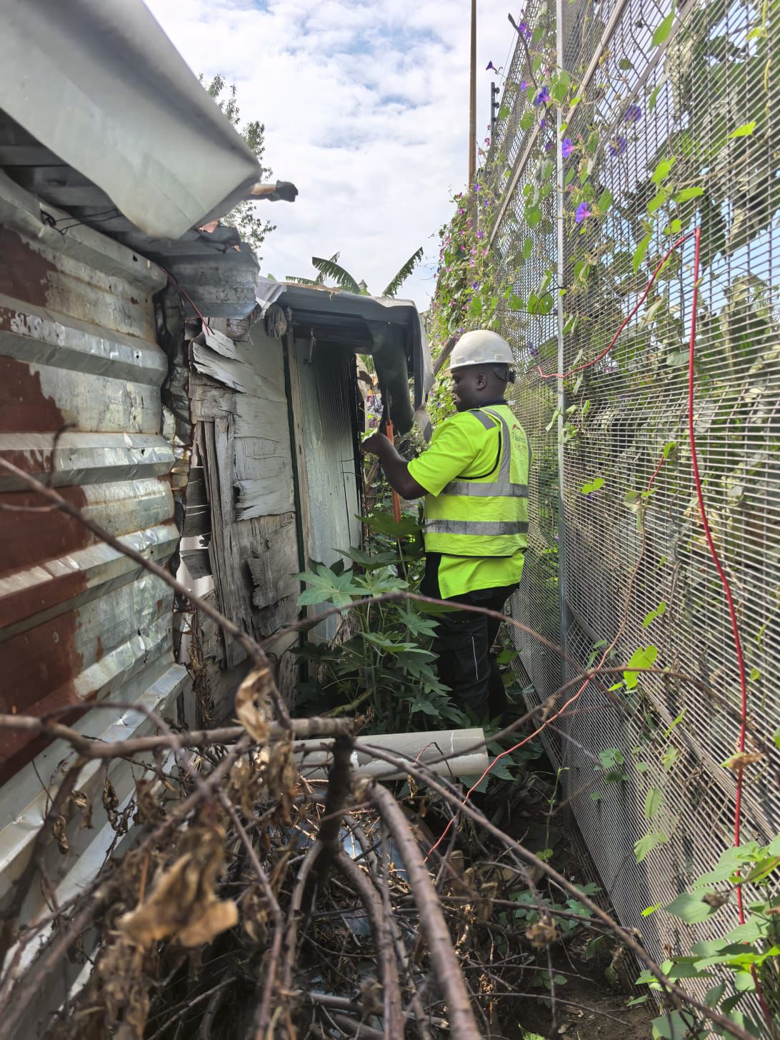 Illegal electricity Officials remove illegal electricity connections during a joint operation at Ehlanzeni Cemetery and surrounding areas in Tembisa, where about 3,000 unlawful connections were disconnected.